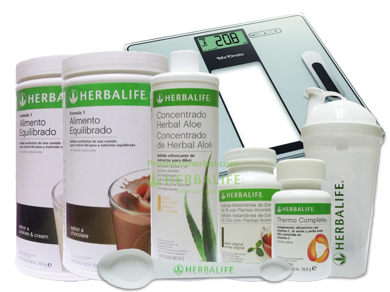 Herbalife pack avanzado de productos para perder peso con accesorios para tomar los batidos de Herbalife
