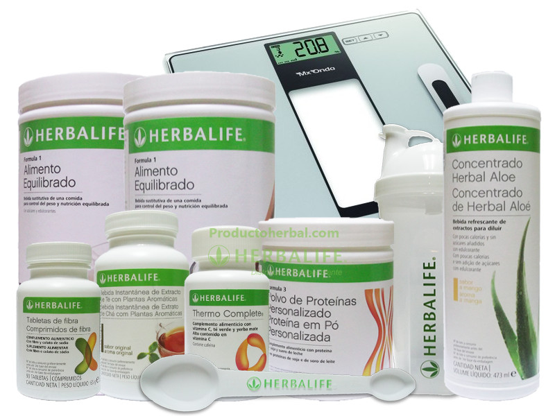 Pack de productos Herbalife premium para la perdida de peso con accesorios para tomar los batidos Herbalife